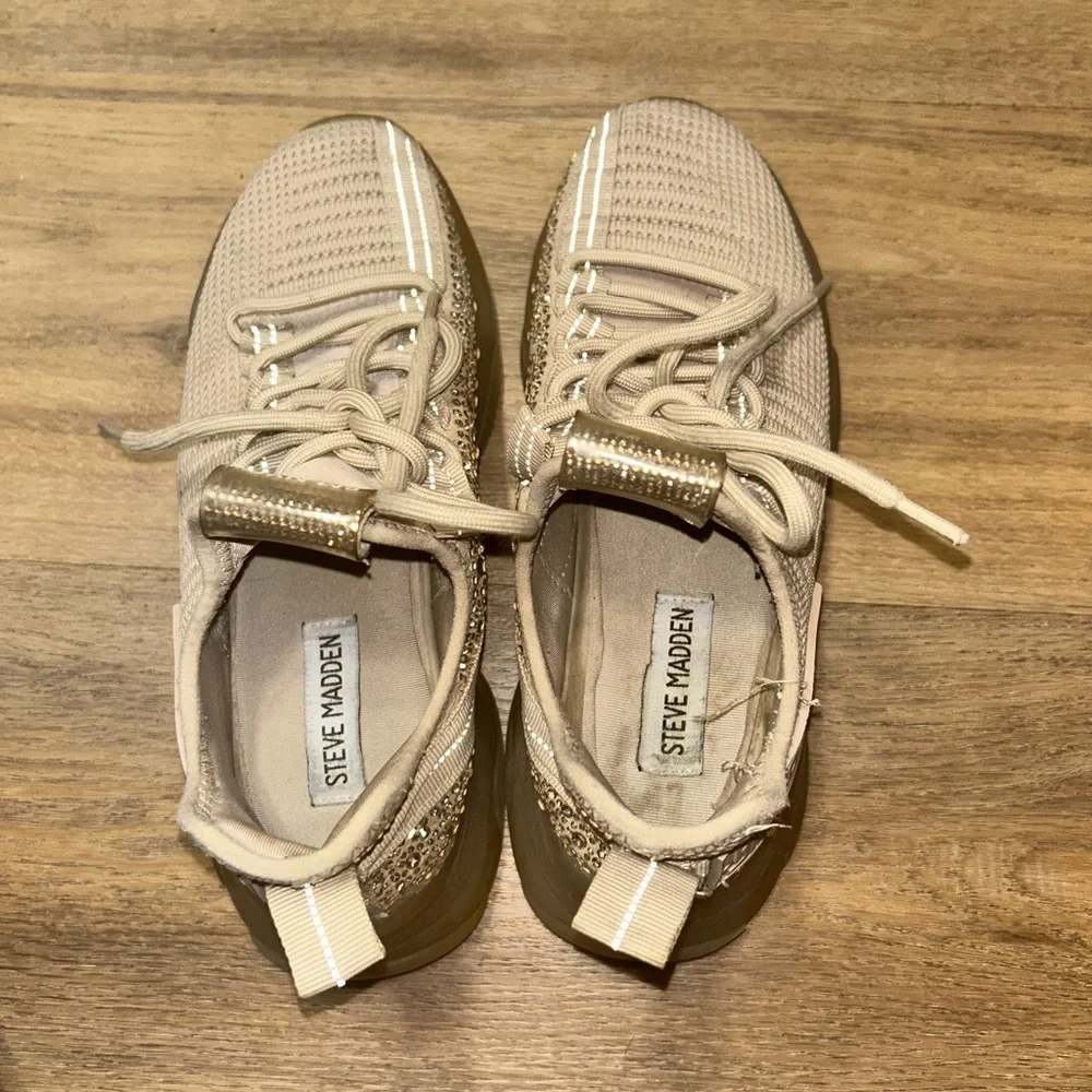 Steve Madden Gold and Tan Women's Sneakers US Size 7.5 they most likely Size 7